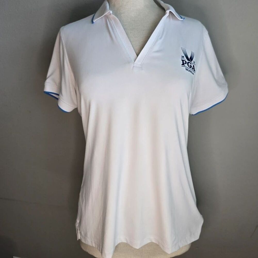 Peter Millar 2024 PGA White V-Neck Golf Polo M